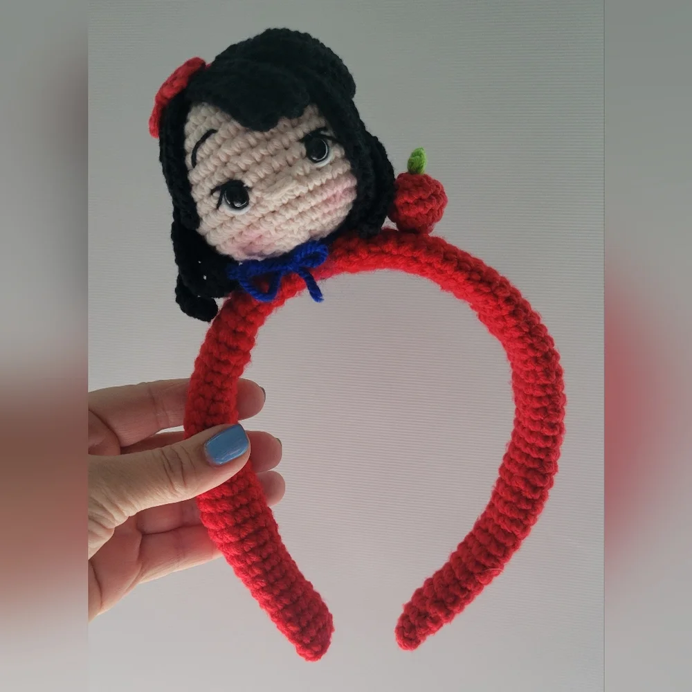 Handmade Red Crochet Kids Headband DISNEY PRINCESS
